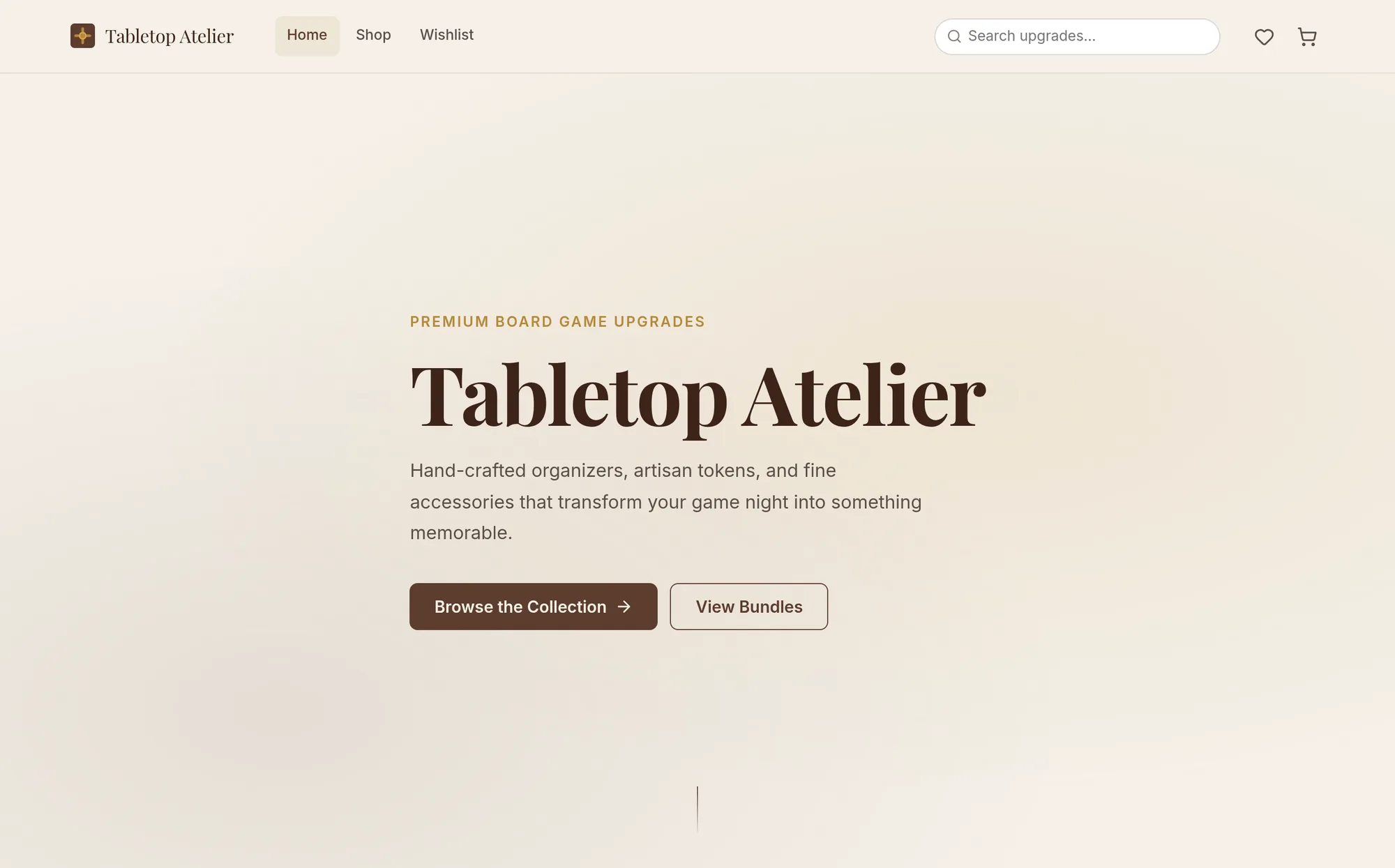 Tabletop Atelier — Premium Board-Game Upgrades — website preview