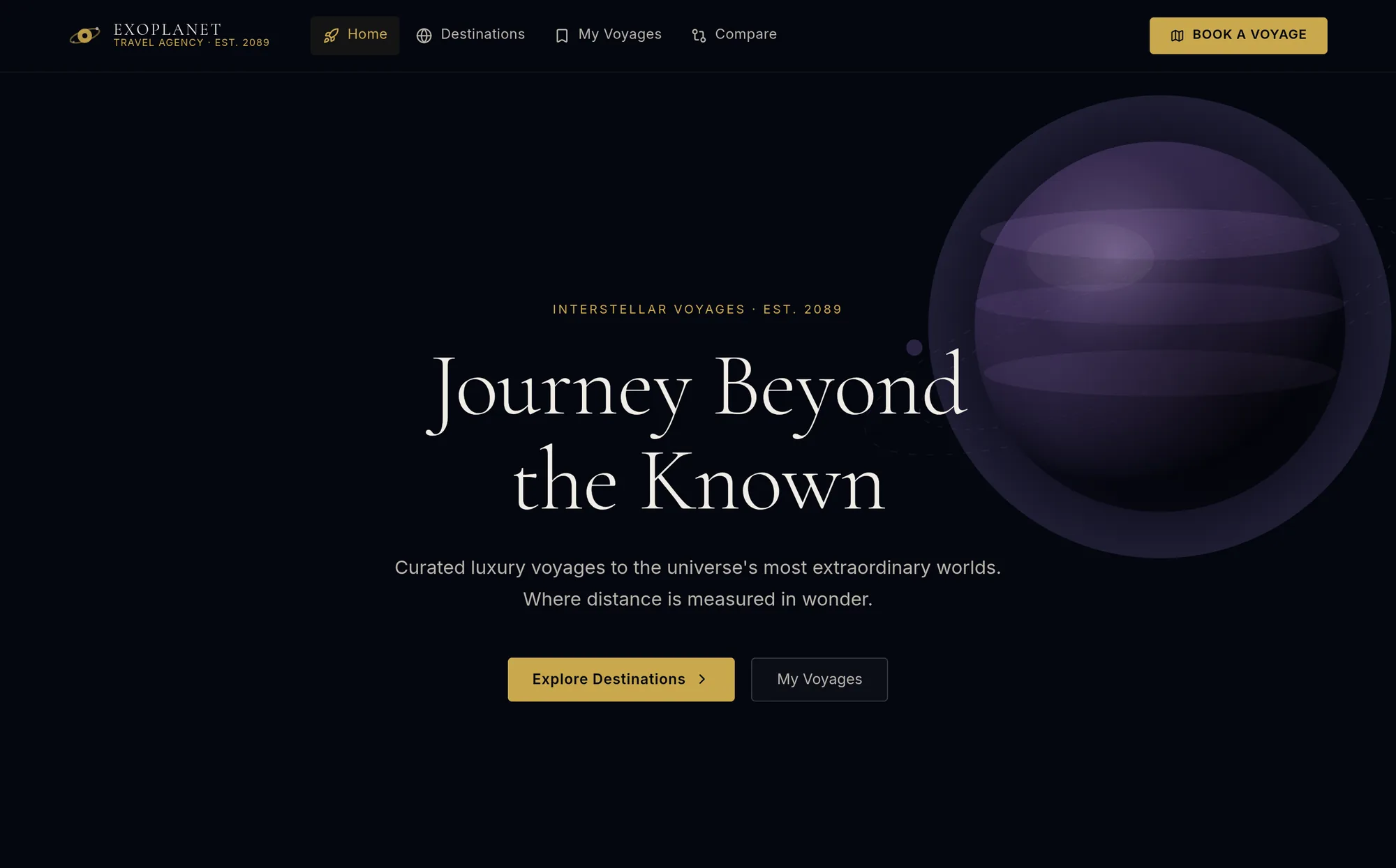 EXOPLANET — Interstellar Voyages, Est. 2089 — website preview