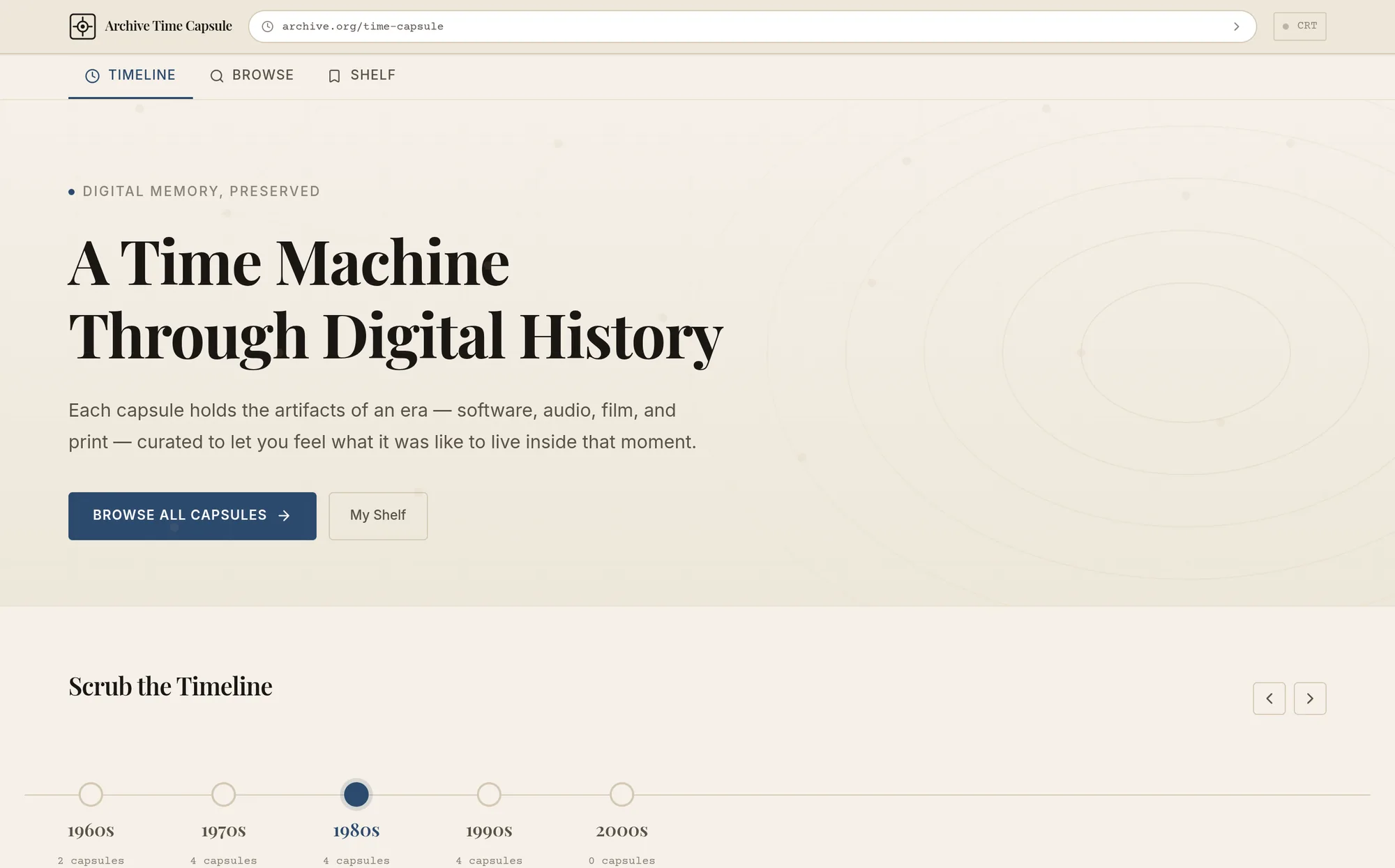 Time Capsule — A Machine Through Digital History — website preview
