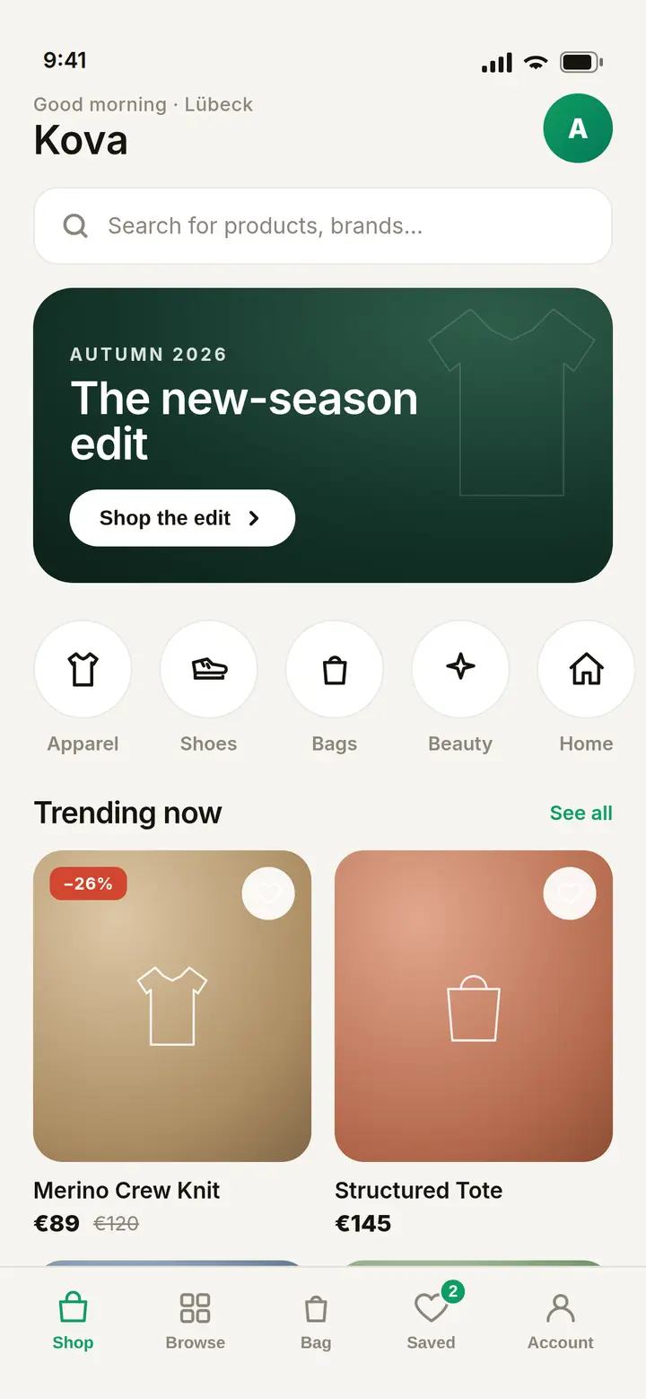 Kova — mobile app preview