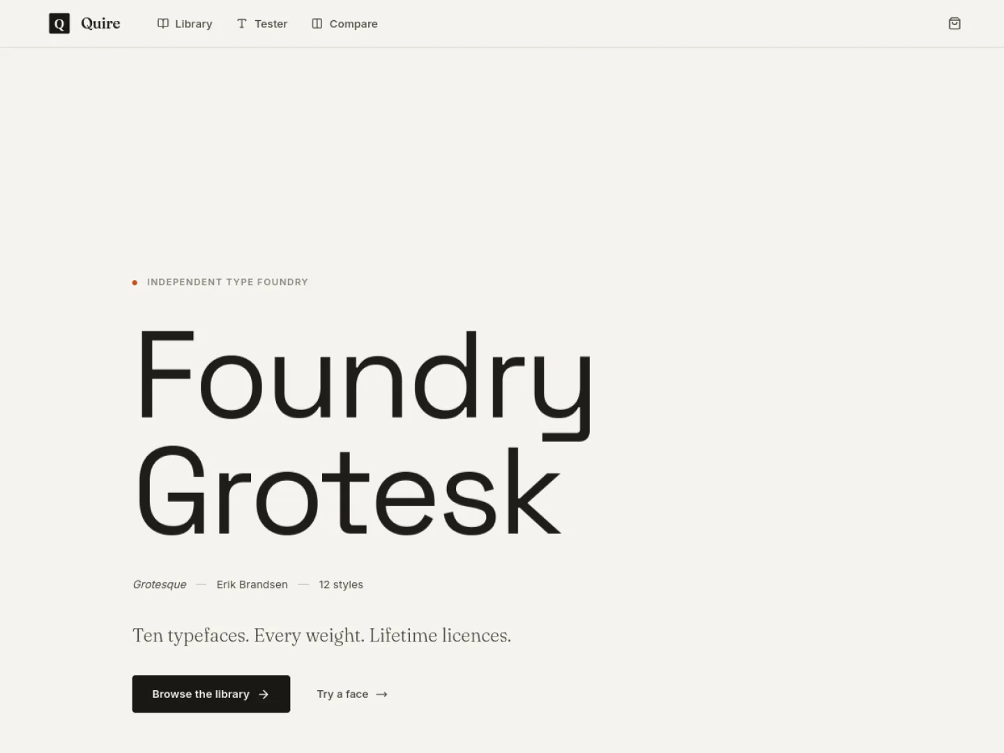 Quire — Independent Type Foundry — website preview