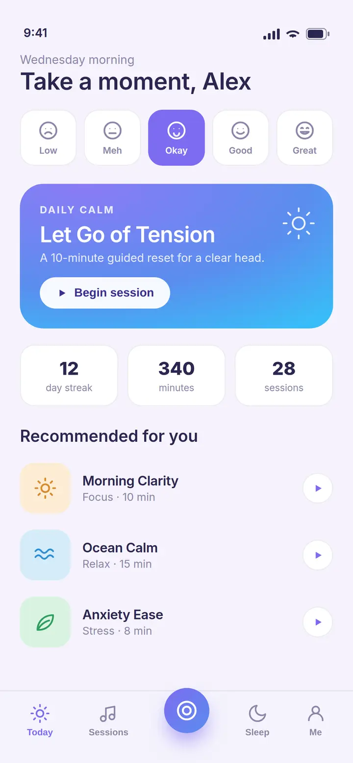 Serene — mobile app preview